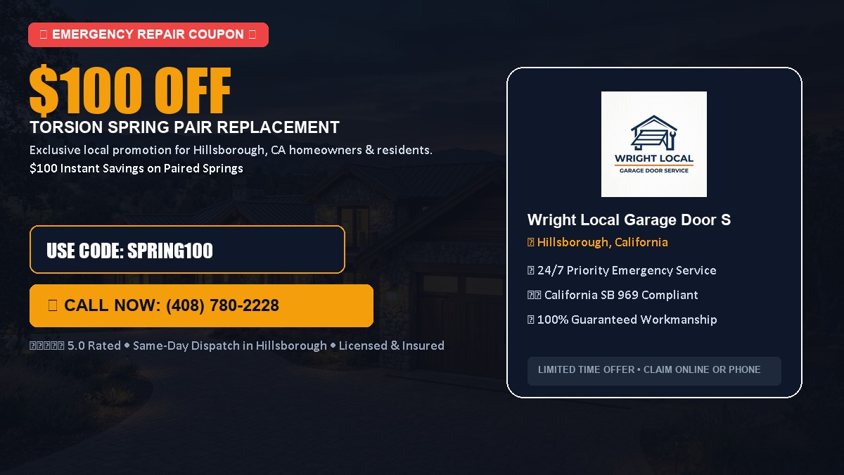 $100 OFF Heavy-Duty Torsion Spring Pair Replacement in Hillsborough, CA