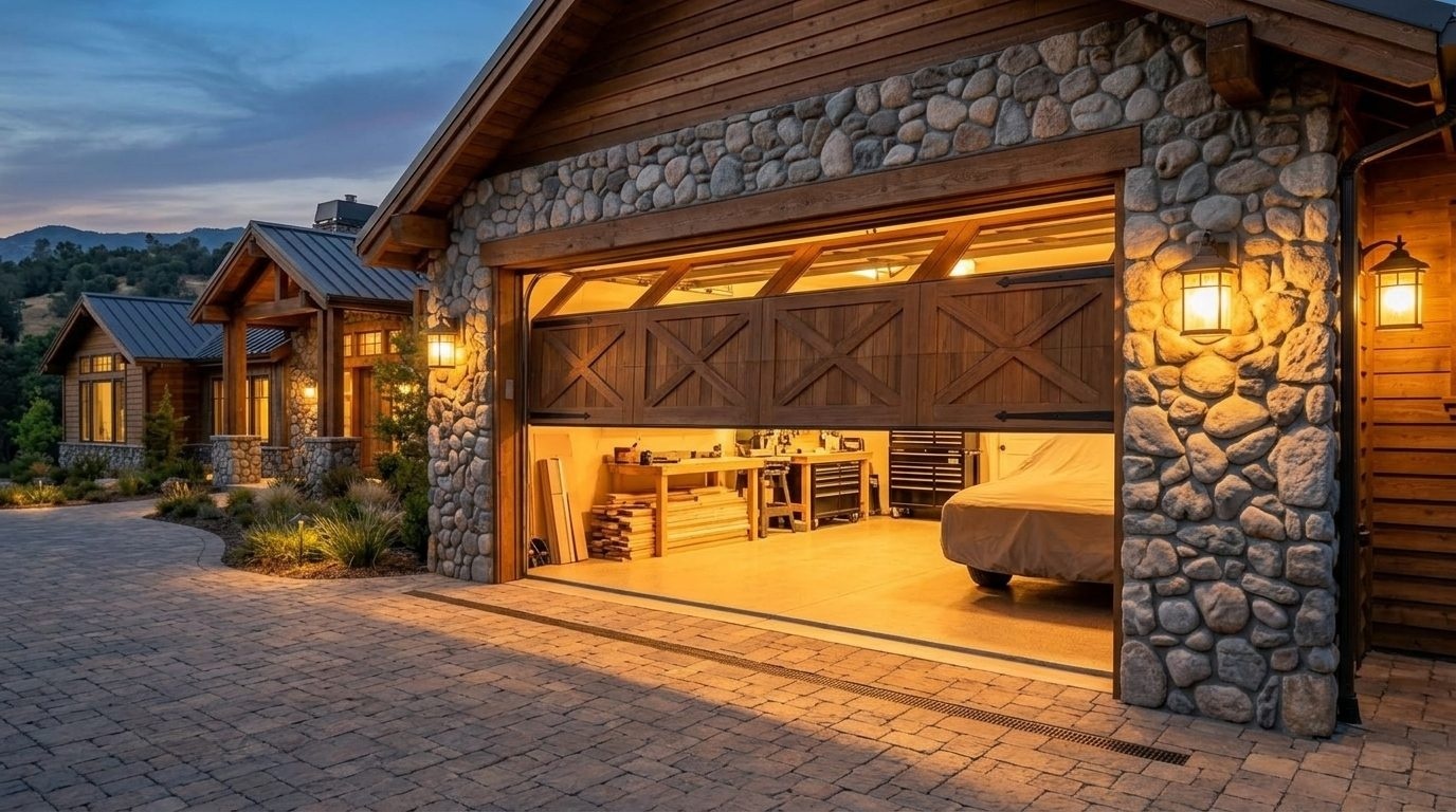 Wright Local Garage Door Service Garage Door Gliding Open Revealing Warm Illuminated Interior